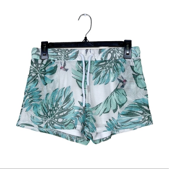 Gianni Bini Green Mesh Tropical Floral Print Drawstring Waist Shorts
Size S - Picture 2 of 6